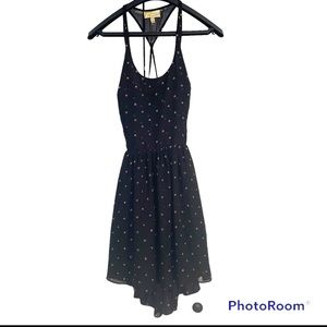 Black Princess Vera wang dress with light pink hearts. Cutout on back
